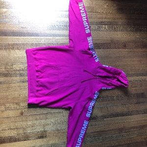 Supreme Pink Logo Hoodie Size M